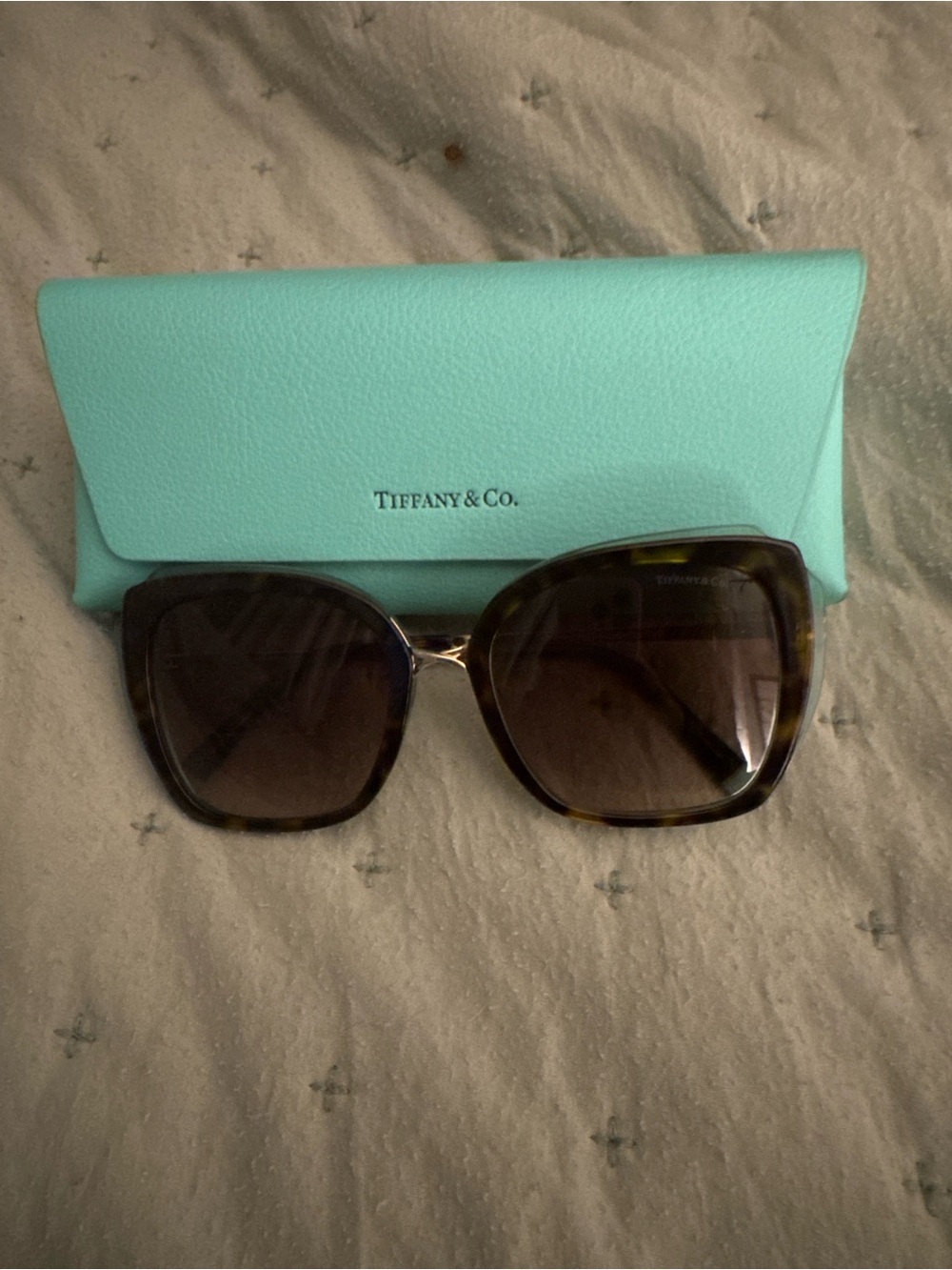 Tiffany & Co TF 4160 8283/3B Havana Tortoise Square Sunglasses 54-19-140 w/ Case